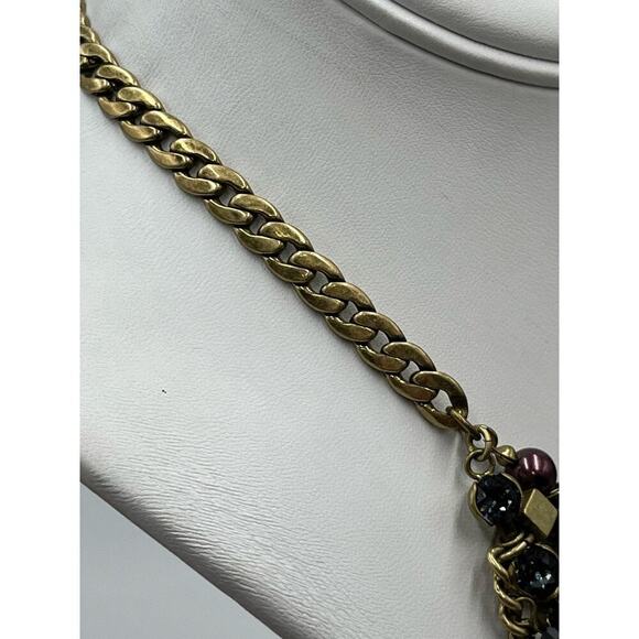 Silpada KR Vintage Hematite Bead Purple Faux Pearl Brass Necklace Magnetic Clasp - Picture 9 of 15